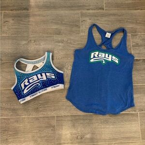 All Star Cheer STINGRAYS Rays Blue Tank Top and Sparkle Sports Bra Sz. S/M